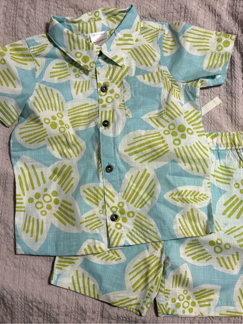 Hanna Andersson 100% cotton 3T Button-Up Shirt and Shorts Set